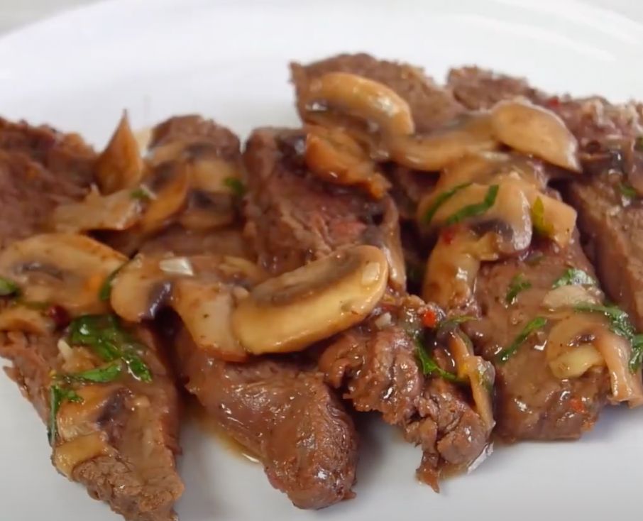 Flank steak with discount mushrooms