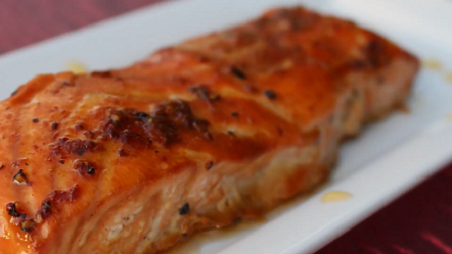 Air Fryer Salmon with Maple Soy Glaze 