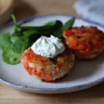 salmon and potato cakes with mixed greens recipe