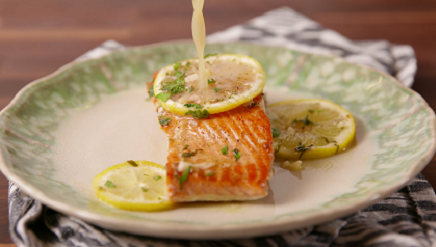 salmon with lemon glaze and rosemary crumbs recipe