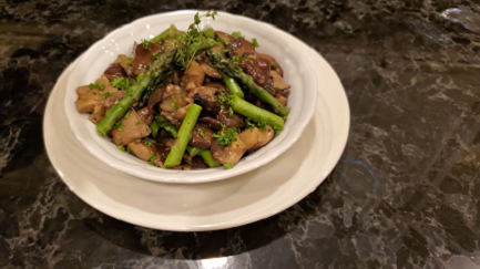 sauteed wild mushrooms with roasted asparagus recipe