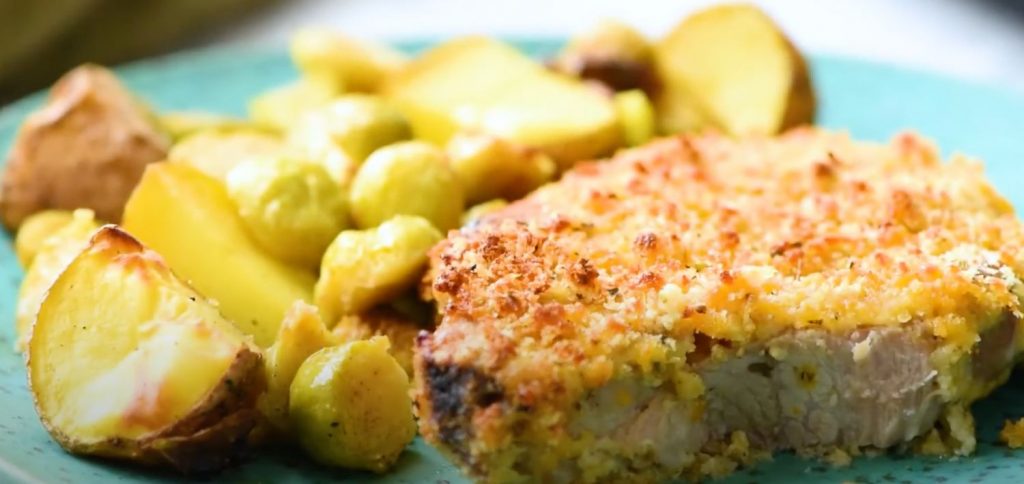 Sheet Pan Crispy Cheddar Pork Chops Recipe