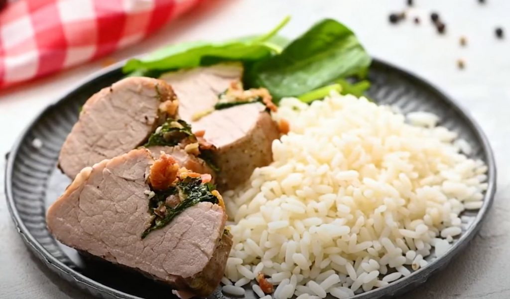 Spinach Bacon Stuffed Pork Tenderloin Recipe