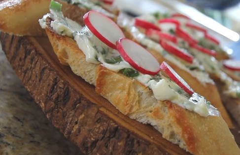 french baguette with butter and radishes recipe