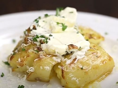garlic butter smashed potatoes with parmesan recipe
