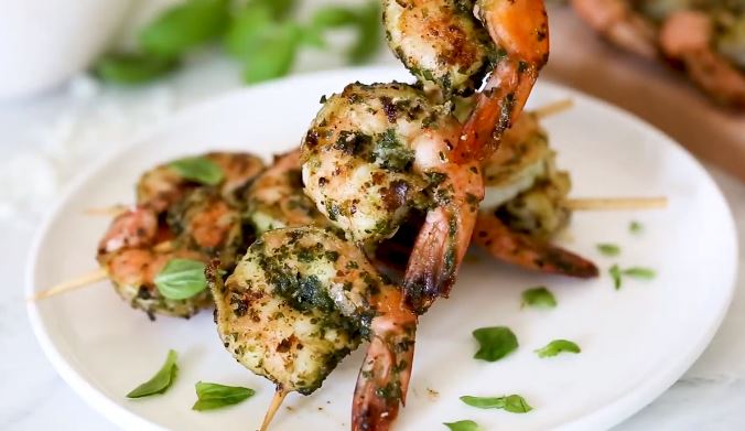 grilled pesto shrimp skewers recipe