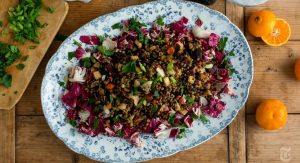 Puy lentil salad with soy beans, sugar snap peas & broccoli recipe