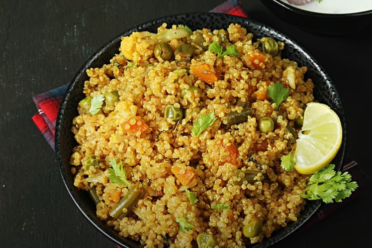 spicy quinoa and spinach pulao (pilaf) recipe