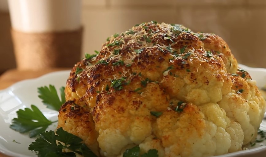 golden roasted cauliflower with pecorino romano cheese recipe