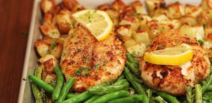 sheet pan garlic-parmesan chicken tenders and veggies recipe