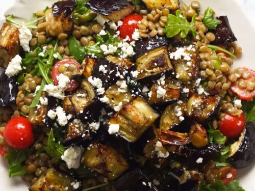 eggplant, lentil, and bulgur salad recipe