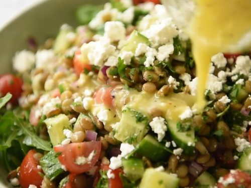 lentil salad in tahini dill dressing recipe