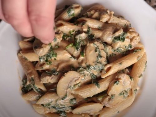 creamy chicken, mushroom, and spinach pasta recipe