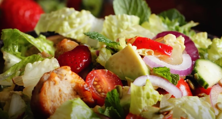 grilled chicken and vegetable salad with lemon and pepper vinaigrette recipe