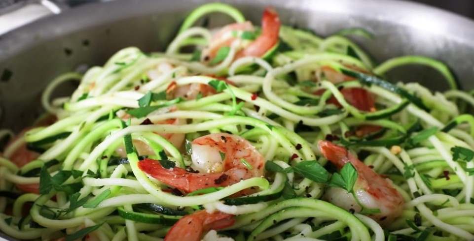 shrimp with zucchini noodles and lemon-garlic butter recipe