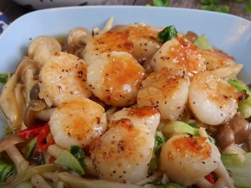 pan seared scallops with baby greens recipe