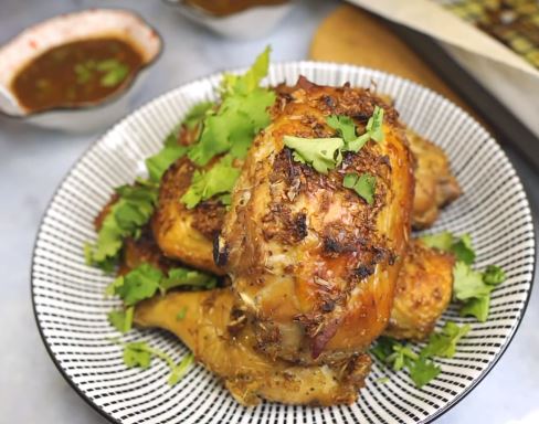 thai grilled chicken with cilantro dipping sauce recipe