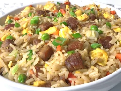 easy pork fried rice with frozen vegetables recipe