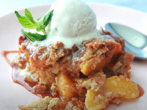 peachy bread pudding with caramel sauce recipe