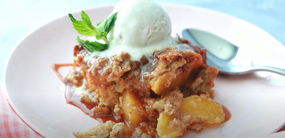 peachy bread pudding with caramel sauce recipe