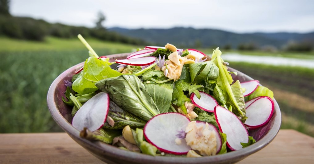 smoked-trout salad with goat-cheese croûtes recipe