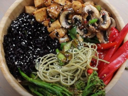 black rice bowls with tofu and veggies recipe