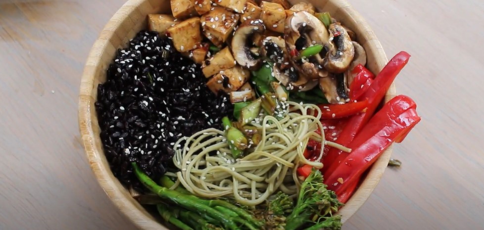 black rice bowls with tofu and veggies recipe