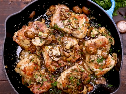 braised mushroom chicken thighs recipe
