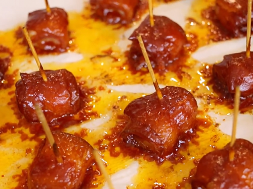 candied bacon-wrapped water chestnuts recipe