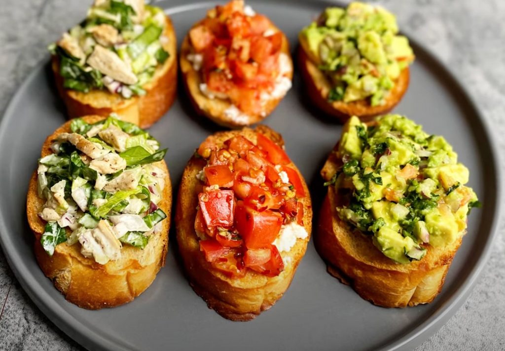Classic Party Bruschetta with Toppings Recipe