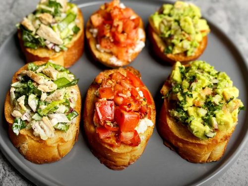 Classic Party Bruschetta with Toppings Recipe
