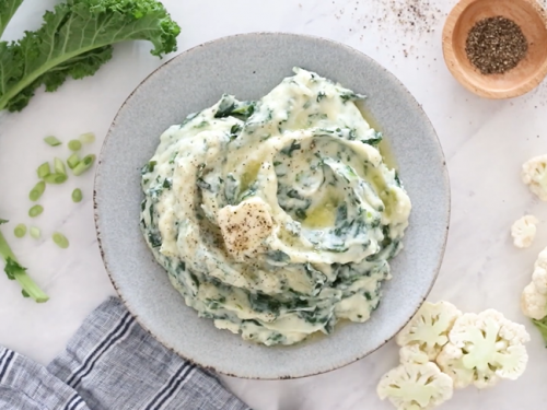 creamy low-carb kale cauliflower mash recipe