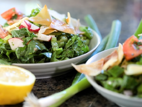 fattoush salad with mint dressing recipe