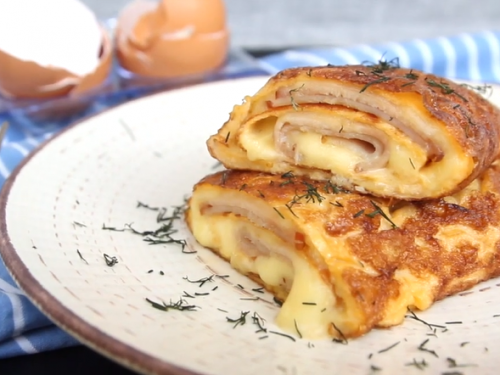 fluffy ham and cheese omelet recipe