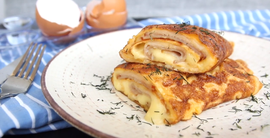 fluffy ham and cheese omelet recipe