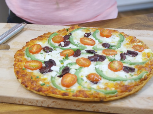 greek pizza with spinach feta and olives