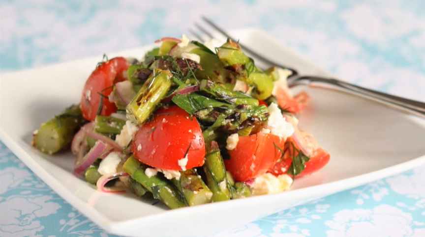 grilled asparagus salad with lemon & feta recipe