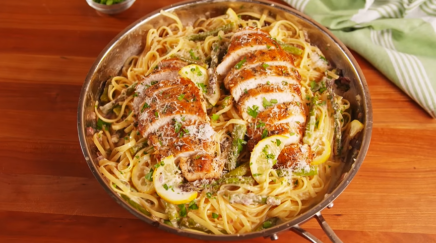 grilled chicken with lemon asparagus pasta recipe