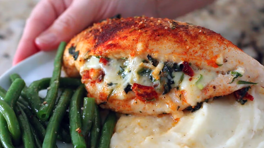 grilled chicken with spinach and melted mozzarella recipe