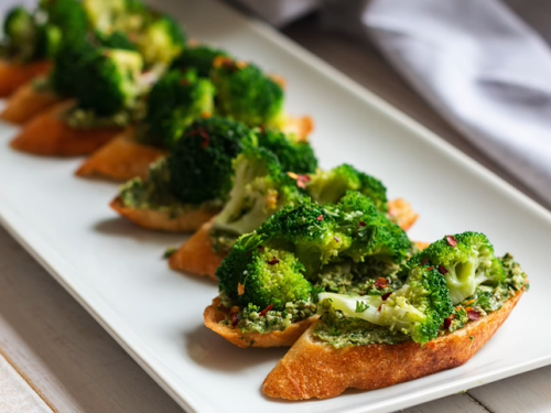 hummus and roasted broccoli crostini recipe