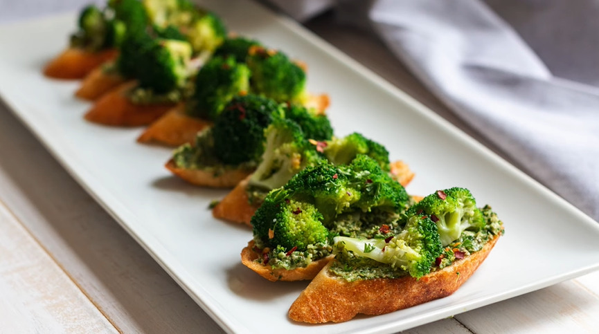 hummus and roasted broccoli crostini recipe