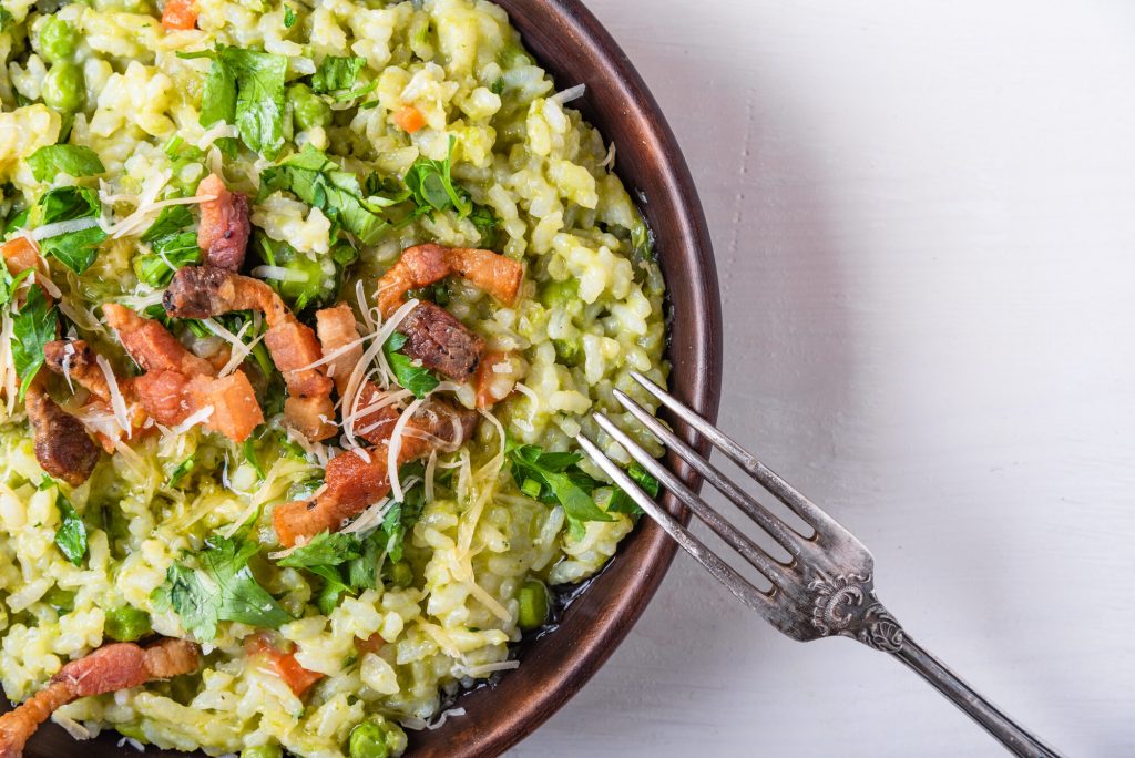 Instant Pot Risotto Recipe, instant pot risotto with peas and bacon