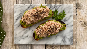 open faced tuna sandwich with avocado recipe