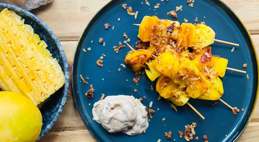 pineapple and mango skewers with coconut dip recipe
