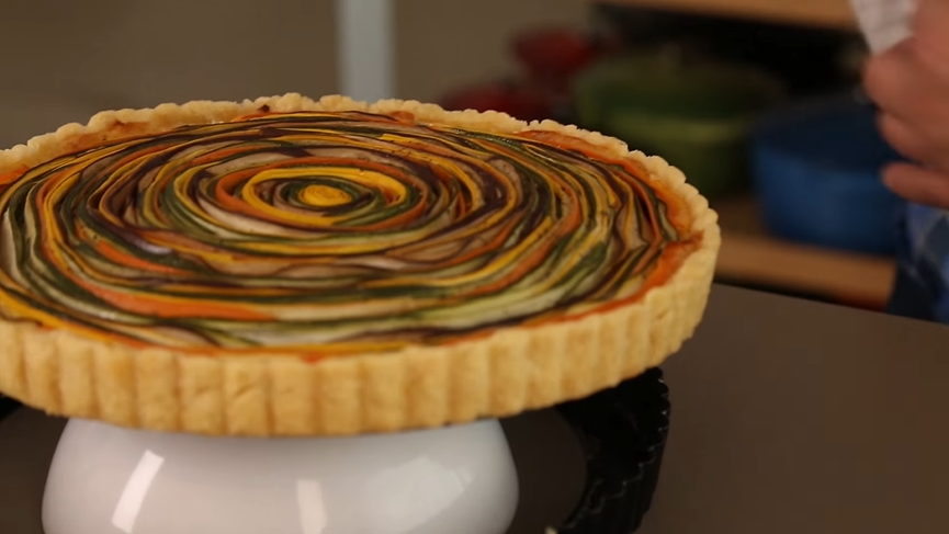 rainbow veggie and pesto tart recipe