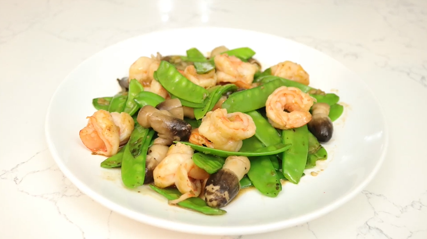 stir-fry shrimp with ginger and snow peas recipe