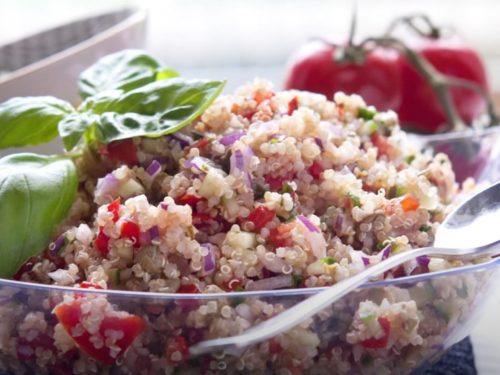 Tabbouleh-Style Couscous with Veggie Burgers Recipe