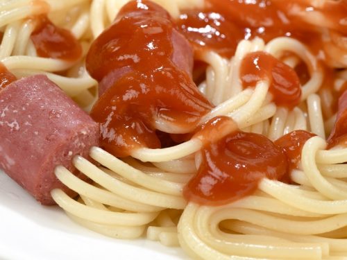 wormy hotdogs (hotdogs ‘n spaghetti) recipe