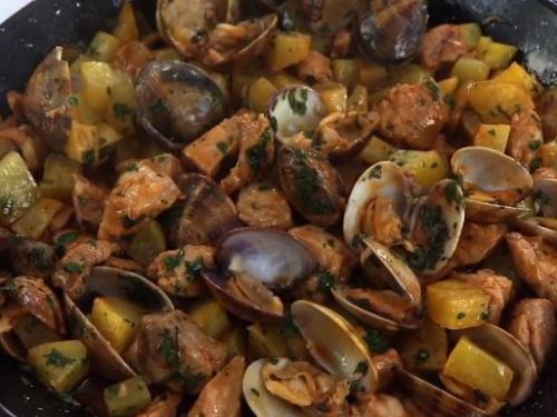 cataplana stew with sausage and clams recipe