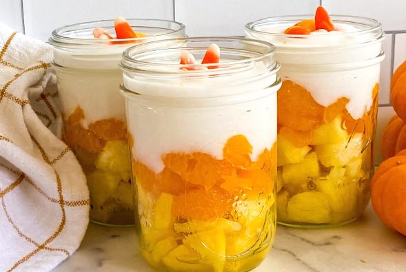 candy corn fruit parfaits recipe